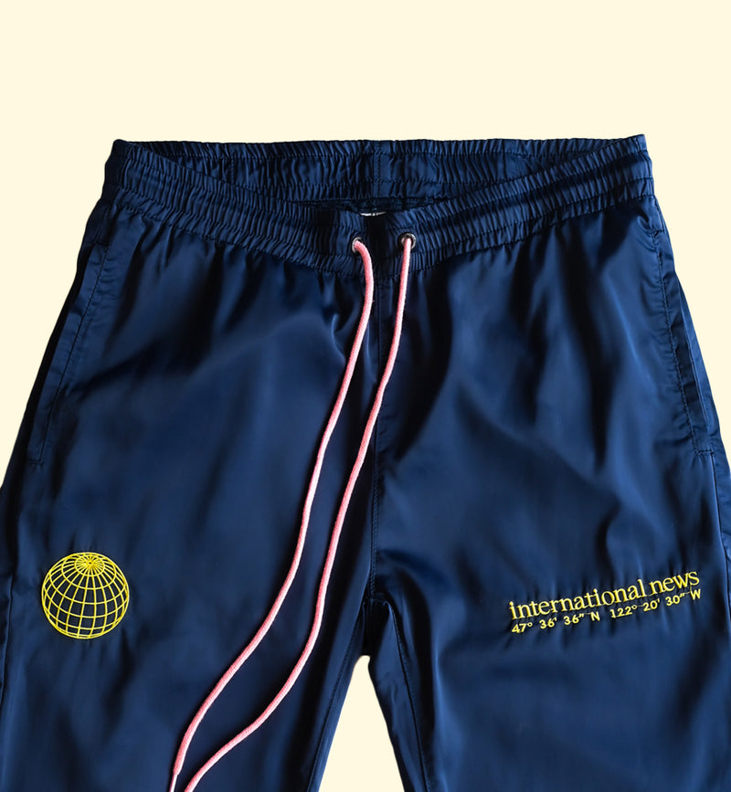 Embroidered Navy Track Pant