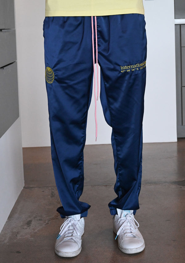 Embroidered Navy Track Pant